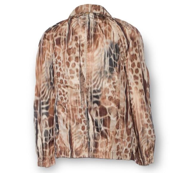 St. John Animal Printed Taffeta Windbreaker Jacket Praline Multi Women’s P - Picture 4 of 16